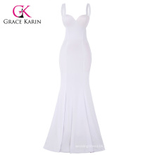 Grace Karin Sexy White Occident Women's Padded Backless V-Neck Long Mermaid Party Dress CL008943-2